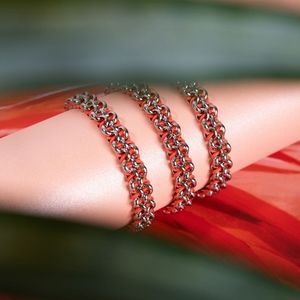 Neon Orange and Silver Small Kismet Links Adjustable NOGU Bracelet